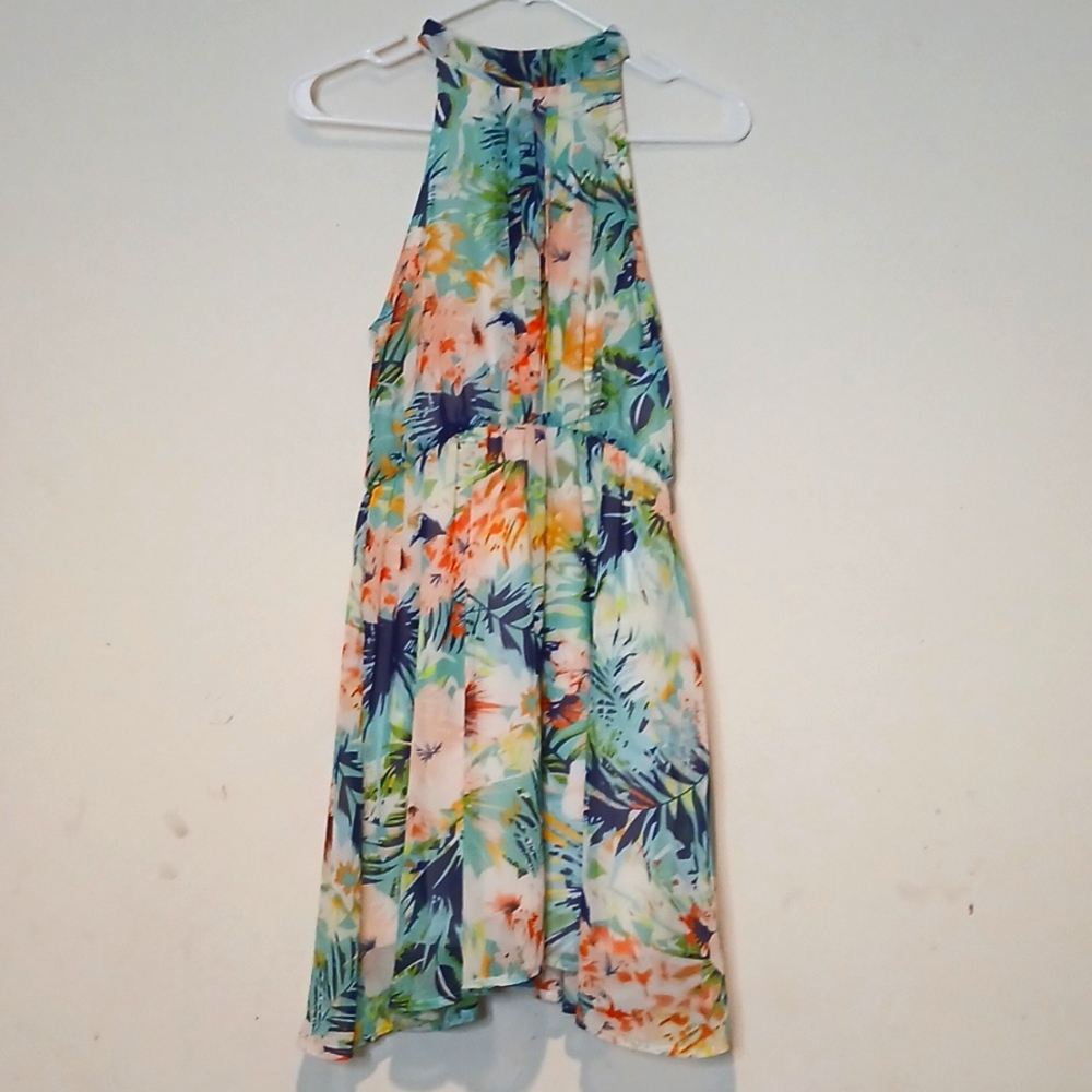 Papaya Summer Tropical, Floral Print Halter Dress | Size: Medium